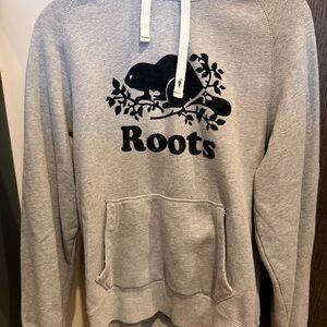 Roots Light Gray Hoodie with Black Beaver Logo